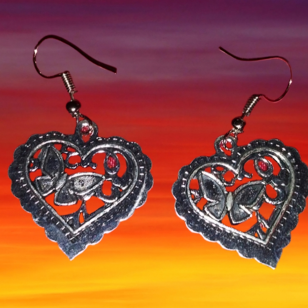 Butterfly heart earrings